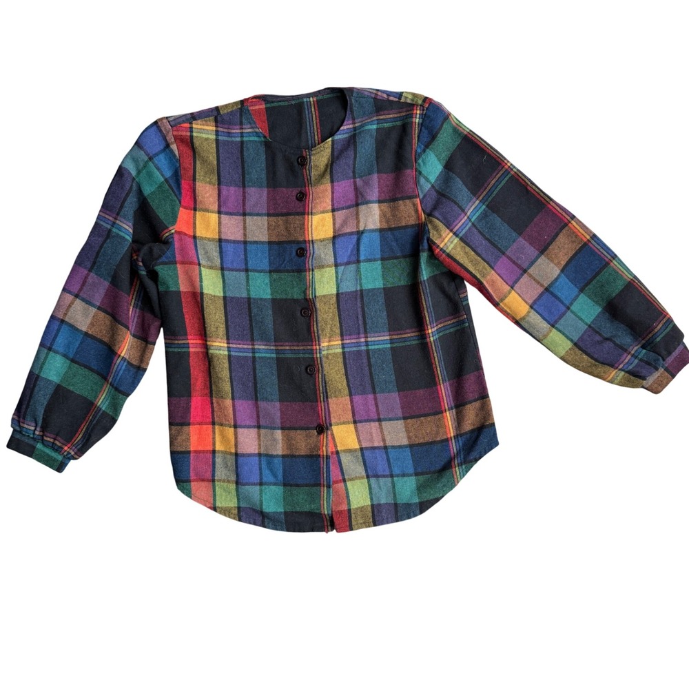 Vintage plaid blouse button front - Picture 2 of 4